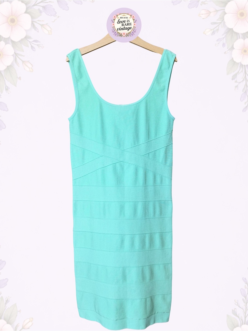 Vintage Y2K bebe Mint Green Bandage Mini Dress • USA • NOS • Size M/L